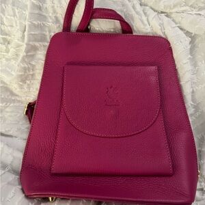 Vera Pelle Leather Backpack - Hot Pink.